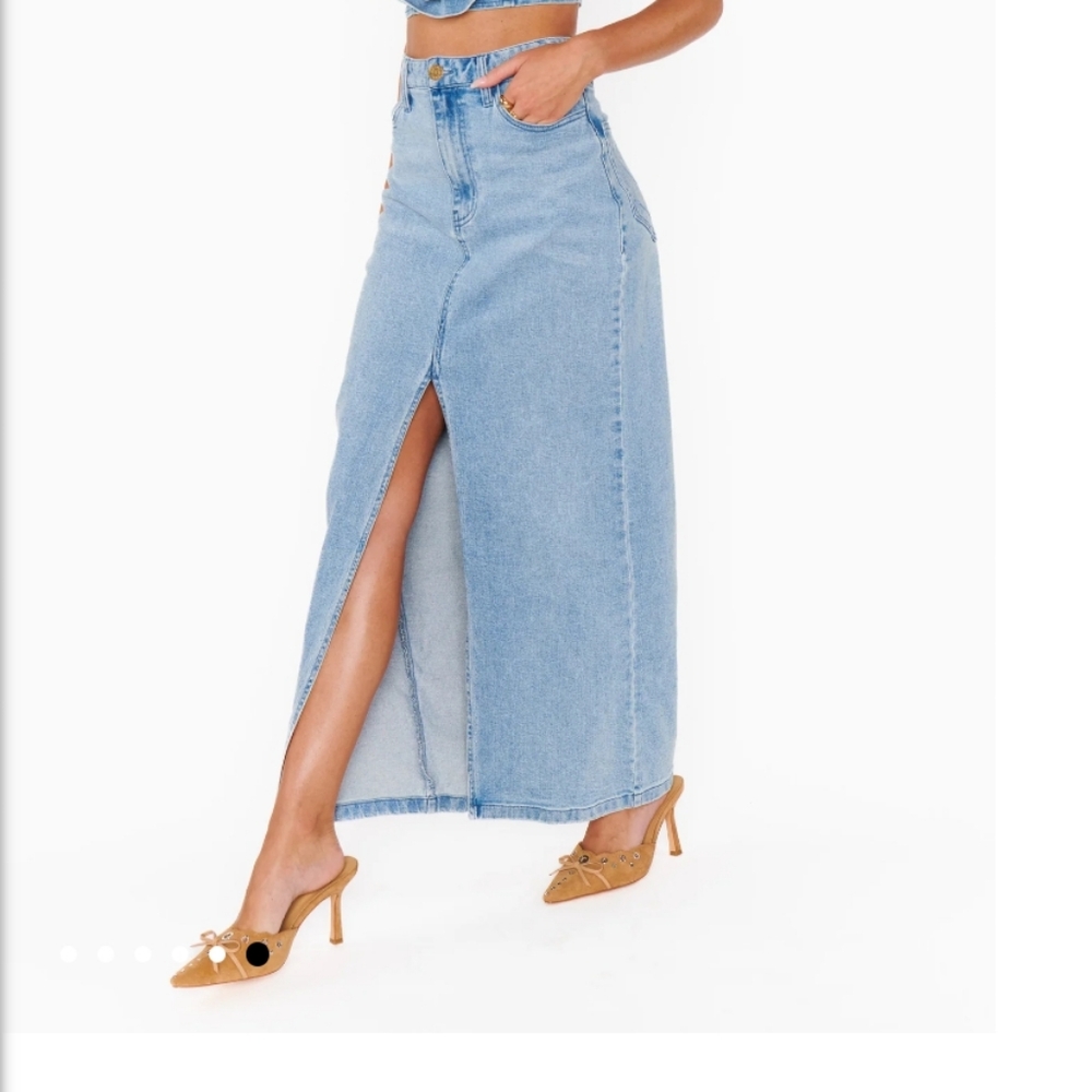 NWOT Show Me Your Mumu McEntire Maxi Denim Skirt size 28